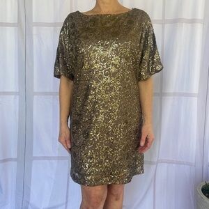 **LAST CHANCE** SCARLETT Taupe holiday party sequined dress size 8